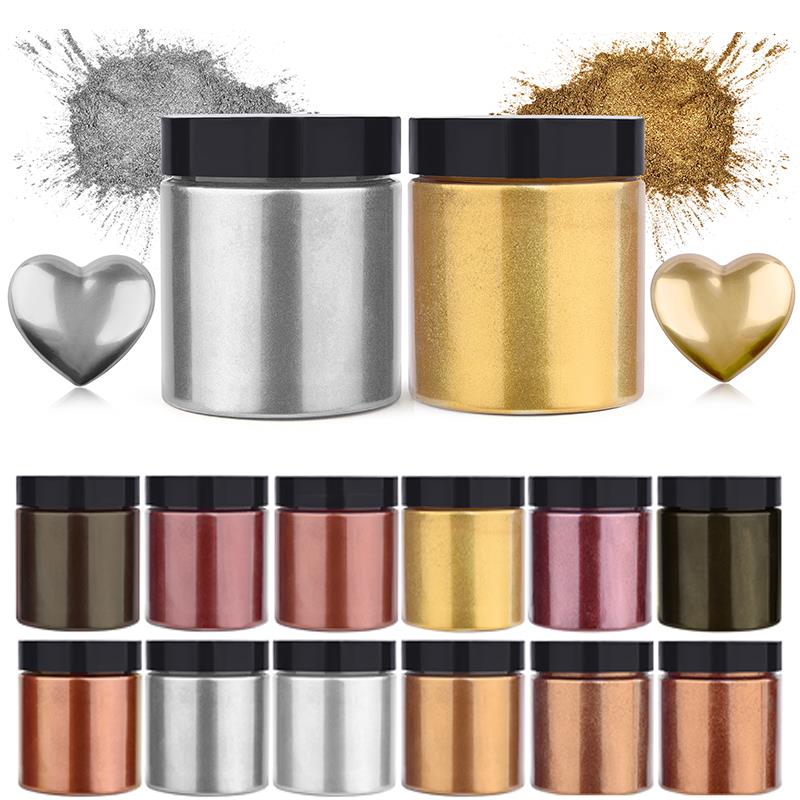 Jewelry Making Uv Resin Kit - 50g Shimmer Metallic Oro Argento Colore