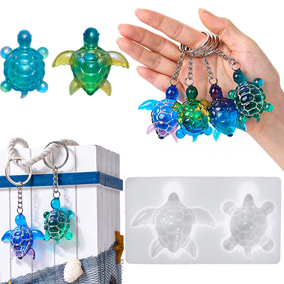 Jewelry Making Uv Resin Kit - Stampo in silicone portachiavi tartaruga marina